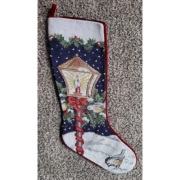 Lands' End Holiday Lands End Wool Needlepoint Christmas Stocking